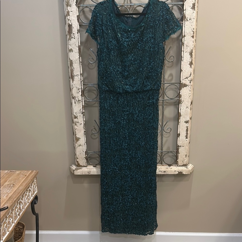 JS Collections Dark Teal Lace Maxi Dress